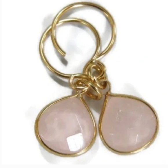 Artisan Jewelry - Artisan Crafted Rose Quartz Earrings Briolette Pink Teardrop 14K gold filled